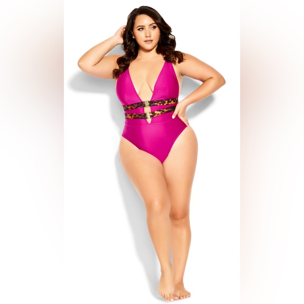 Brand New Vibeka Print 1 Piece Swimsuit Magenta